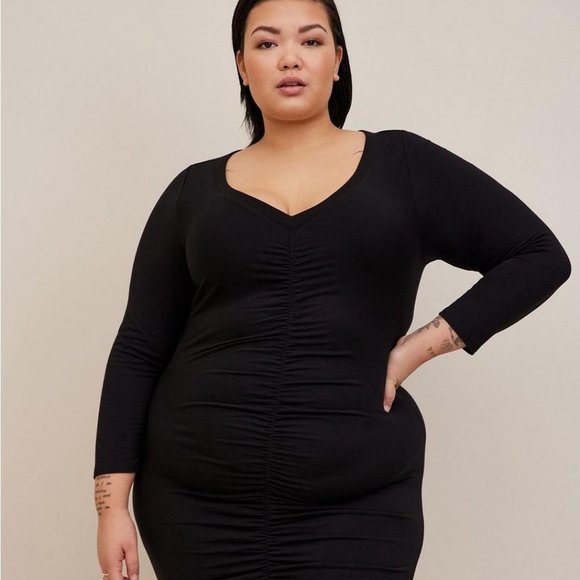 NWT Torrid Dress Mini Jersey Bodycon Dress Black Plus Size 00 and 1X - Picture 1 of 10